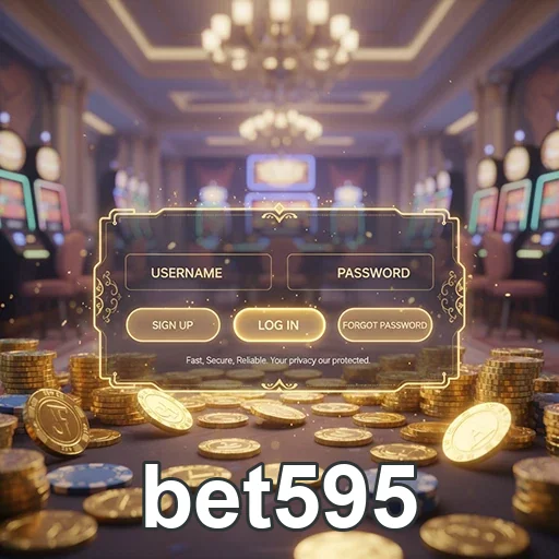 Tela de login do bet595 com fichas de cassino ao fundo.