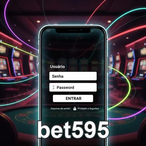 Tela de login do bet595 com fundo de jogos de cassino.