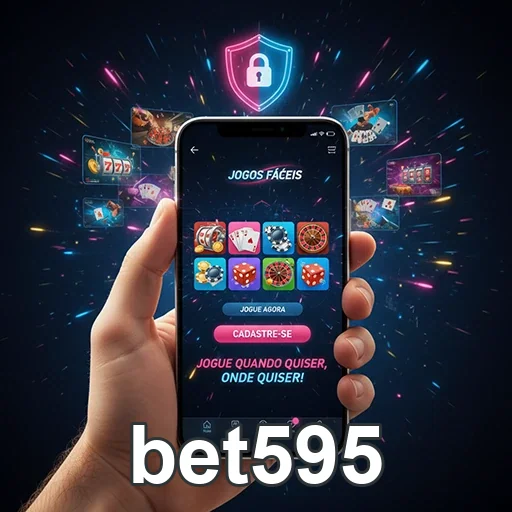 Jogador interage com jogos de cassino no bet595 pelo celular.
