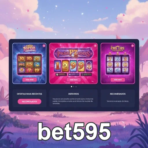 Interface da bet595 com slots e promoções VIP em destaque.